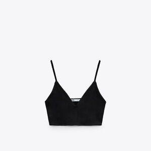 ZARA NEW!!! Black Strappy Crop Top SIZE SMALL